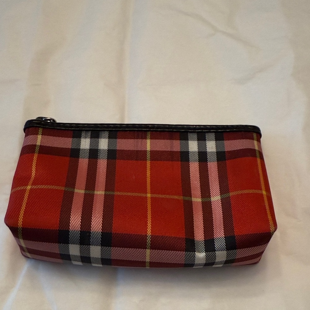 Burberry Red and Black Plaid Pouch